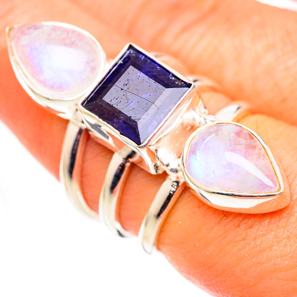 Rainbow Moonstone Rings handcrafted by Ana Silver Co - RING124717