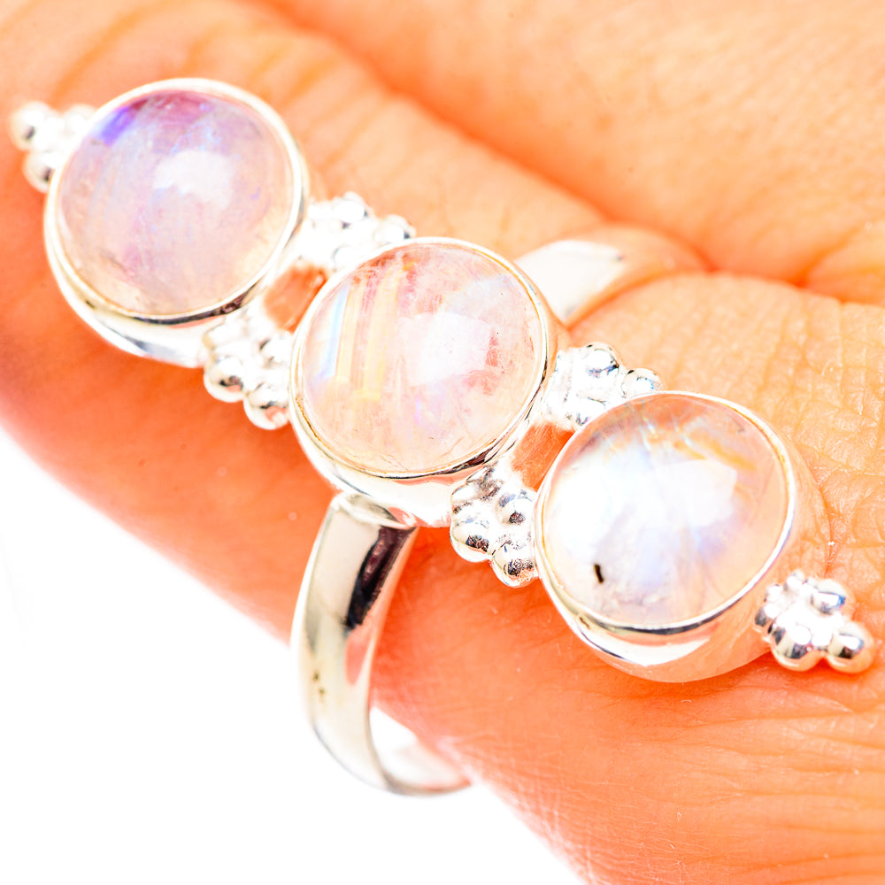 Rainbow Moonstone Rings handcrafted by Ana Silver Co - RING124718
