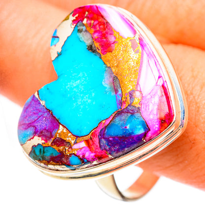 Kingman Pink Dahlia Turquoise Rings handcrafted by Ana Silver Co - RING124721