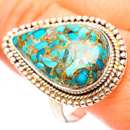 Blue Copper Composite Turquoise Rings handcrafted by Ana Silver Co - RING124727