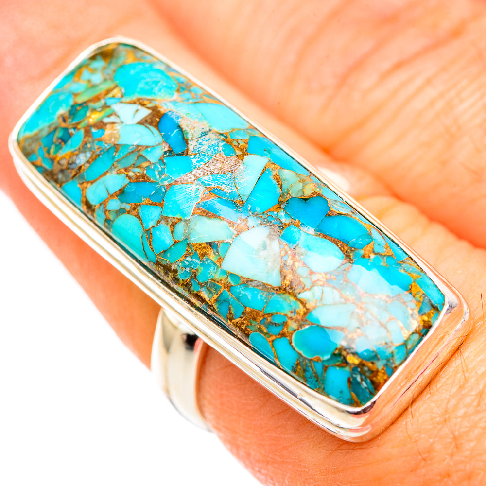 Blue Copper Composite Turquoise Rings handcrafted by Ana Silver Co - RING124732