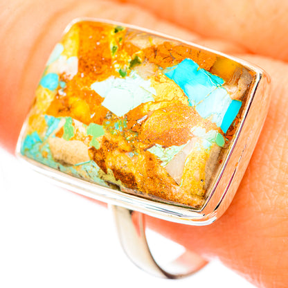 Blue Copper Composite Turquoise Rings handcrafted by Ana Silver Co - RING124735