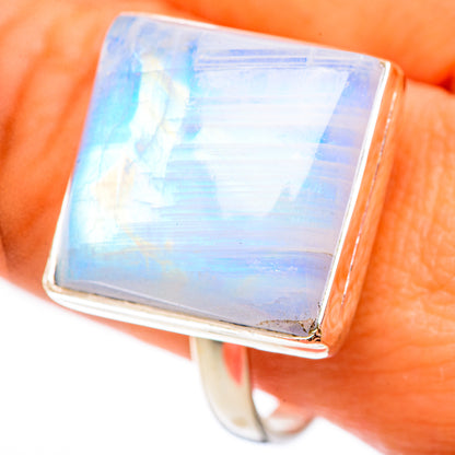 Rainbow Moonstone Rings handcrafted by Ana Silver Co - RING124737
