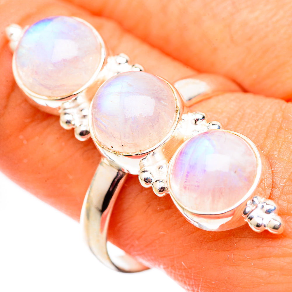 Rainbow Moonstone Rings handcrafted by Ana Silver Co - RING124752