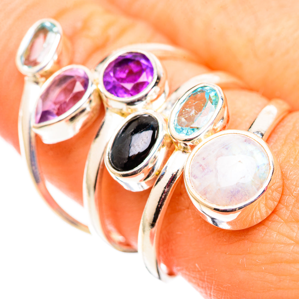 Rainbow Moonstone Rings handcrafted by Ana Silver Co - RING124755