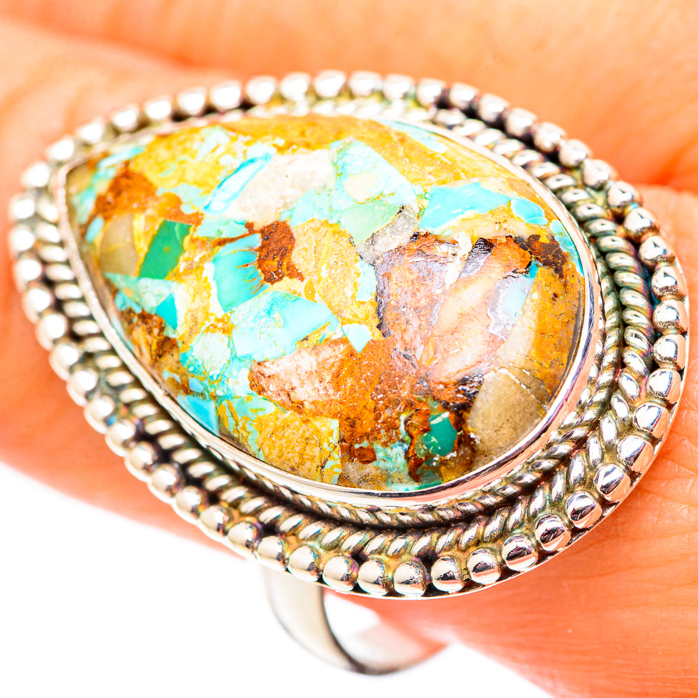 Blue Copper Composite Turquoise Rings handcrafted by Ana Silver Co - RING124764