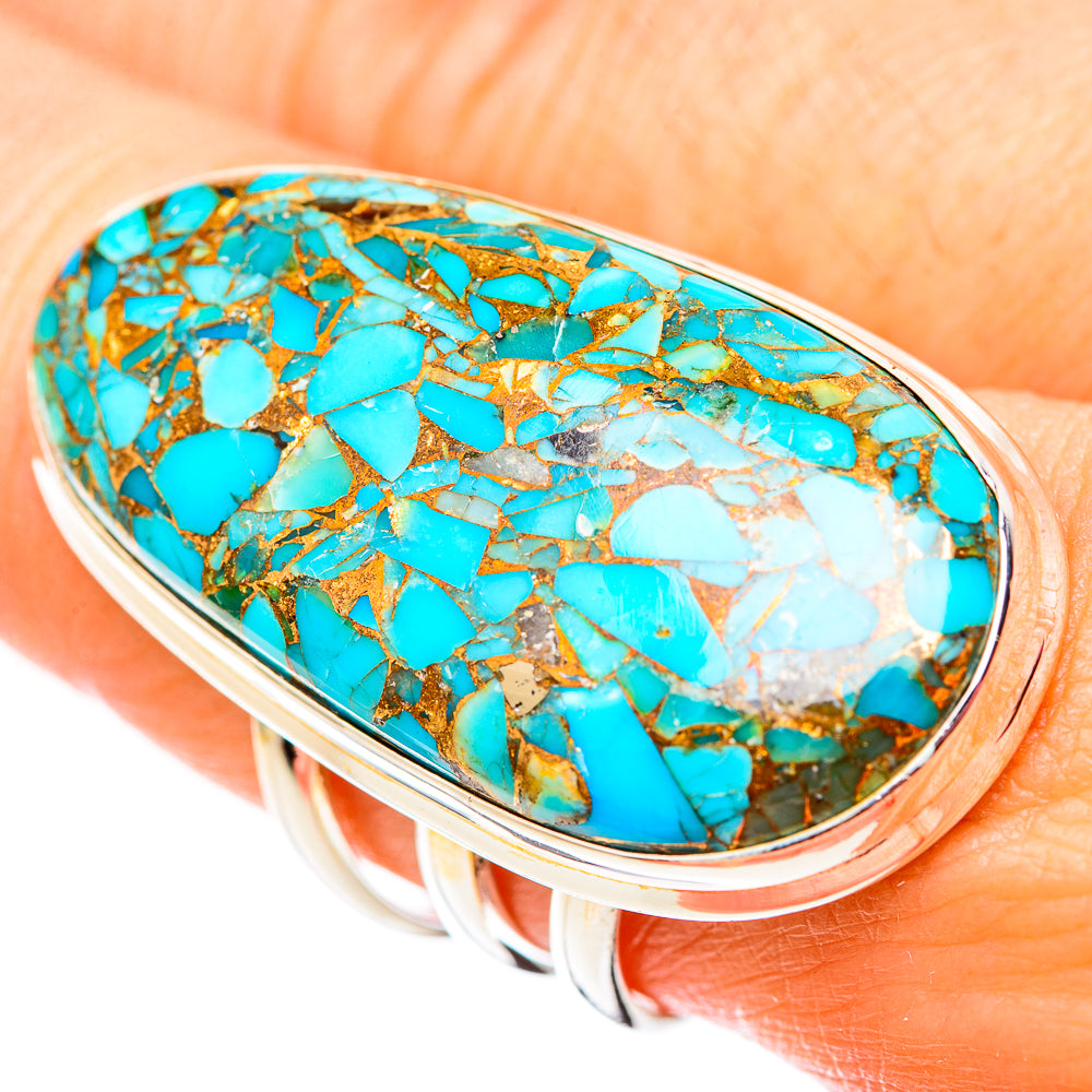Blue Copper Composite Turquoise Rings handcrafted by Ana Silver Co - RING124766