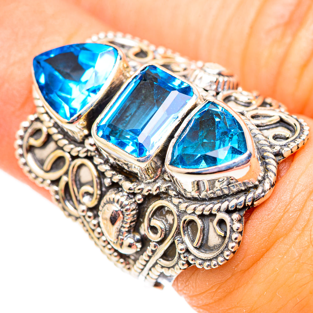 Swiss Blue Topaz Rings handcrafted by Ana Silver Co - RING124772