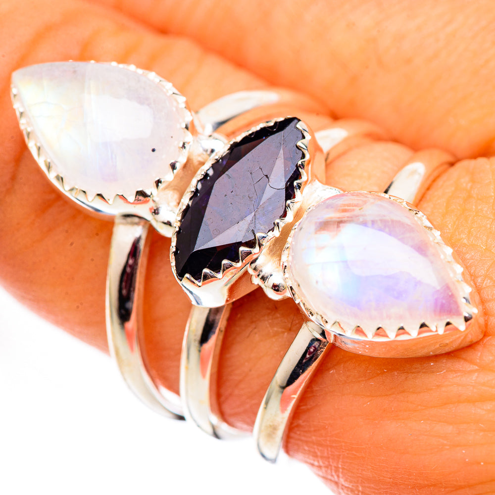 Rainbow Moonstone Rings handcrafted by Ana Silver Co - RING124778