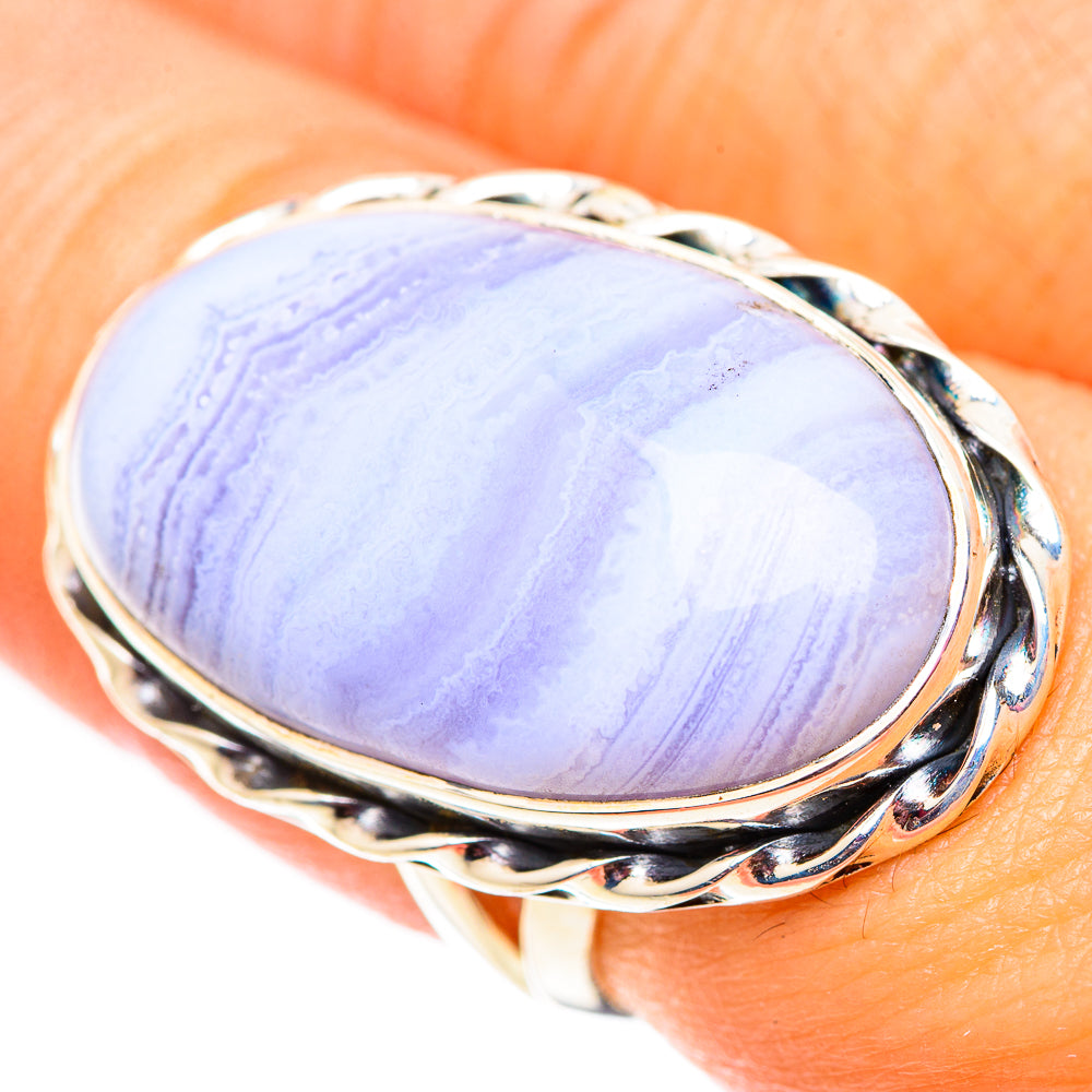 Blue Lace Agate Rings handcrafted by Ana Silver Co - RING124779