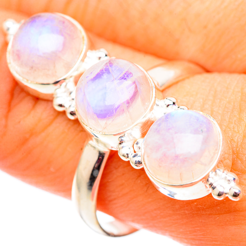 Rainbow Moonstone Rings handcrafted by Ana Silver Co - RING124780