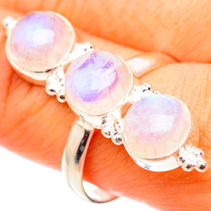 Rainbow Moonstone Rings handcrafted by Ana Silver Co - RING124780