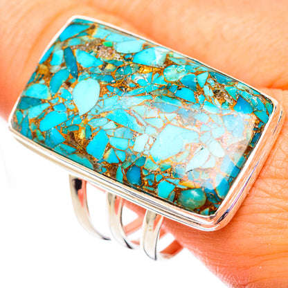 Blue Copper Composite Turquoise Rings handcrafted by Ana Silver Co - RING124784