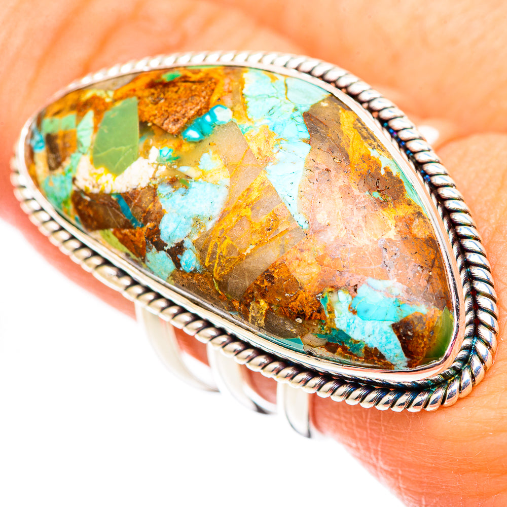 Blue Copper Composite Turquoise Rings handcrafted by Ana Silver Co - RING124789