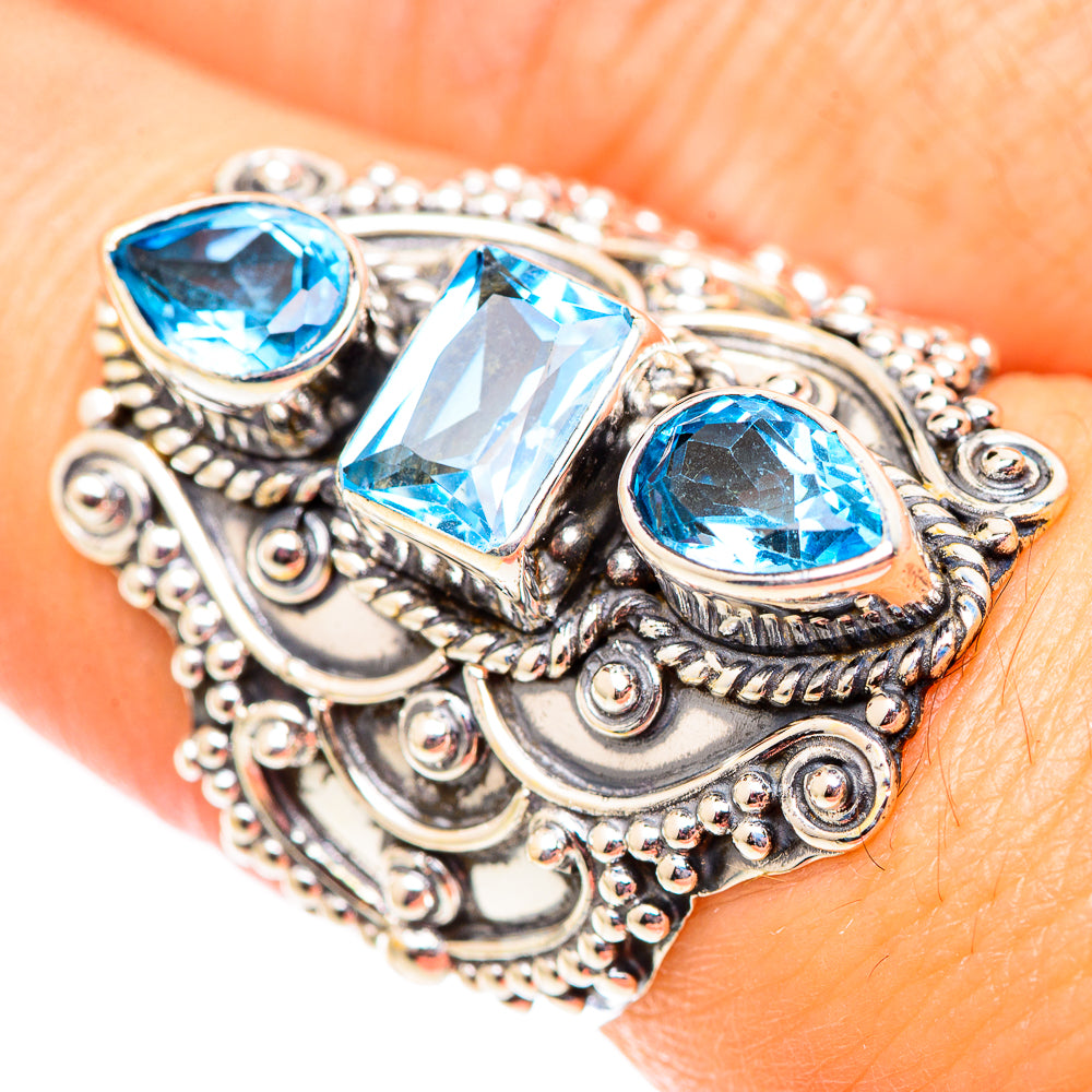 Swiss Blue Topaz Rings handcrafted by Ana Silver Co - RING124791