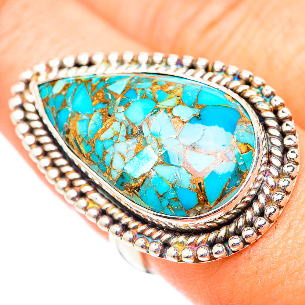 Blue Copper Composite Turquoise Rings handcrafted by Ana Silver Co - RING124792