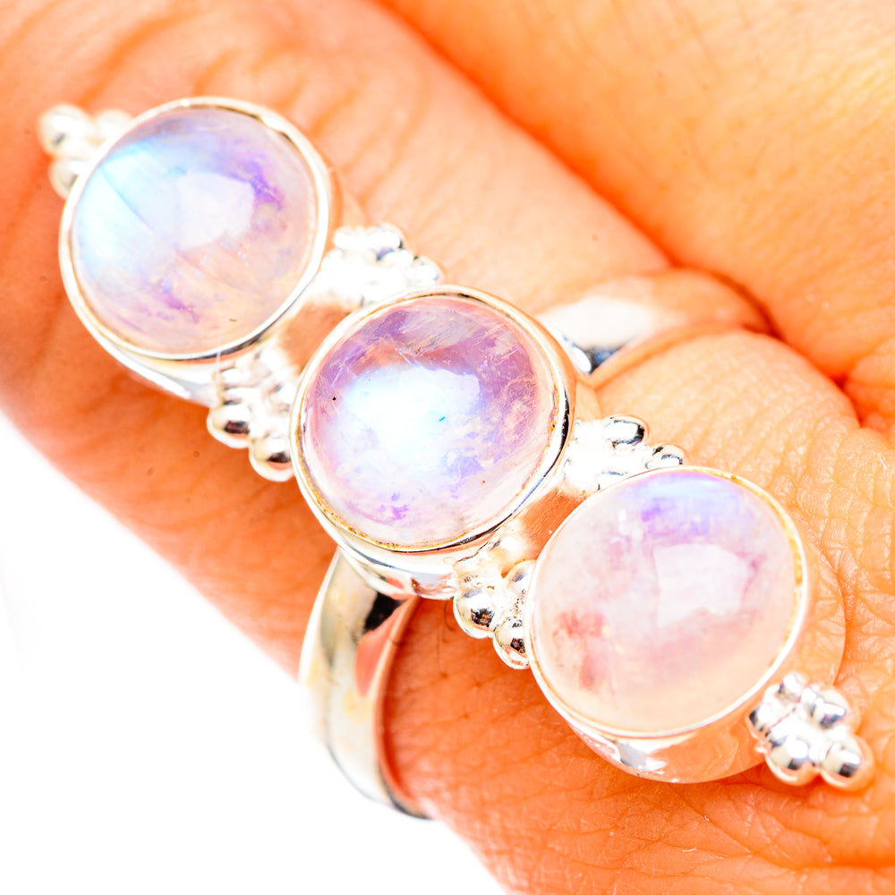 Rainbow Moonstone Rings handcrafted by Ana Silver Co - RING124795
