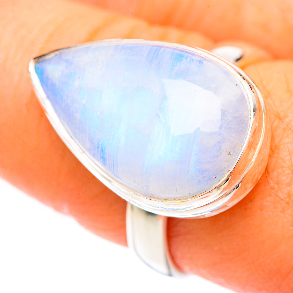 Rainbow Moonstone Rings handcrafted by Ana Silver Co - RING124800