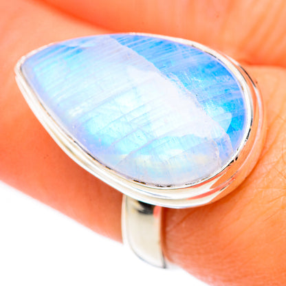 Rainbow Moonstone Rings handcrafted by Ana Silver Co - RING124825