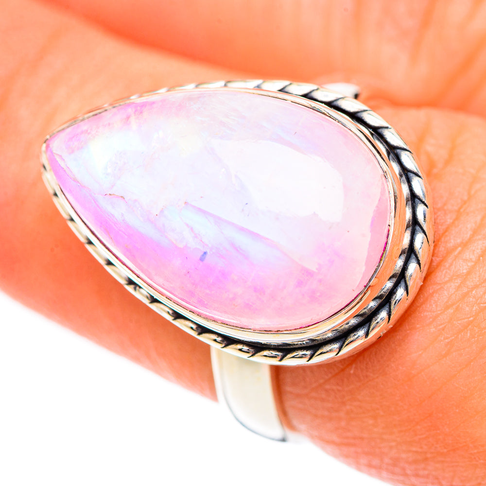 Pink Moonstone Rings handcrafted by Ana Silver Co - RING124836