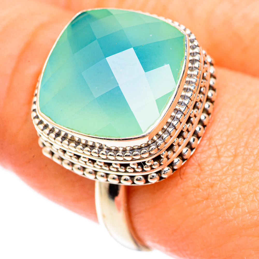 Aqua Chalcedony Rings handcrafted by Ana Silver Co - RING124874
