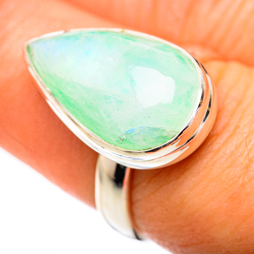 Green Moonstone Rings handcrafted by Ana Silver Co - RING124878