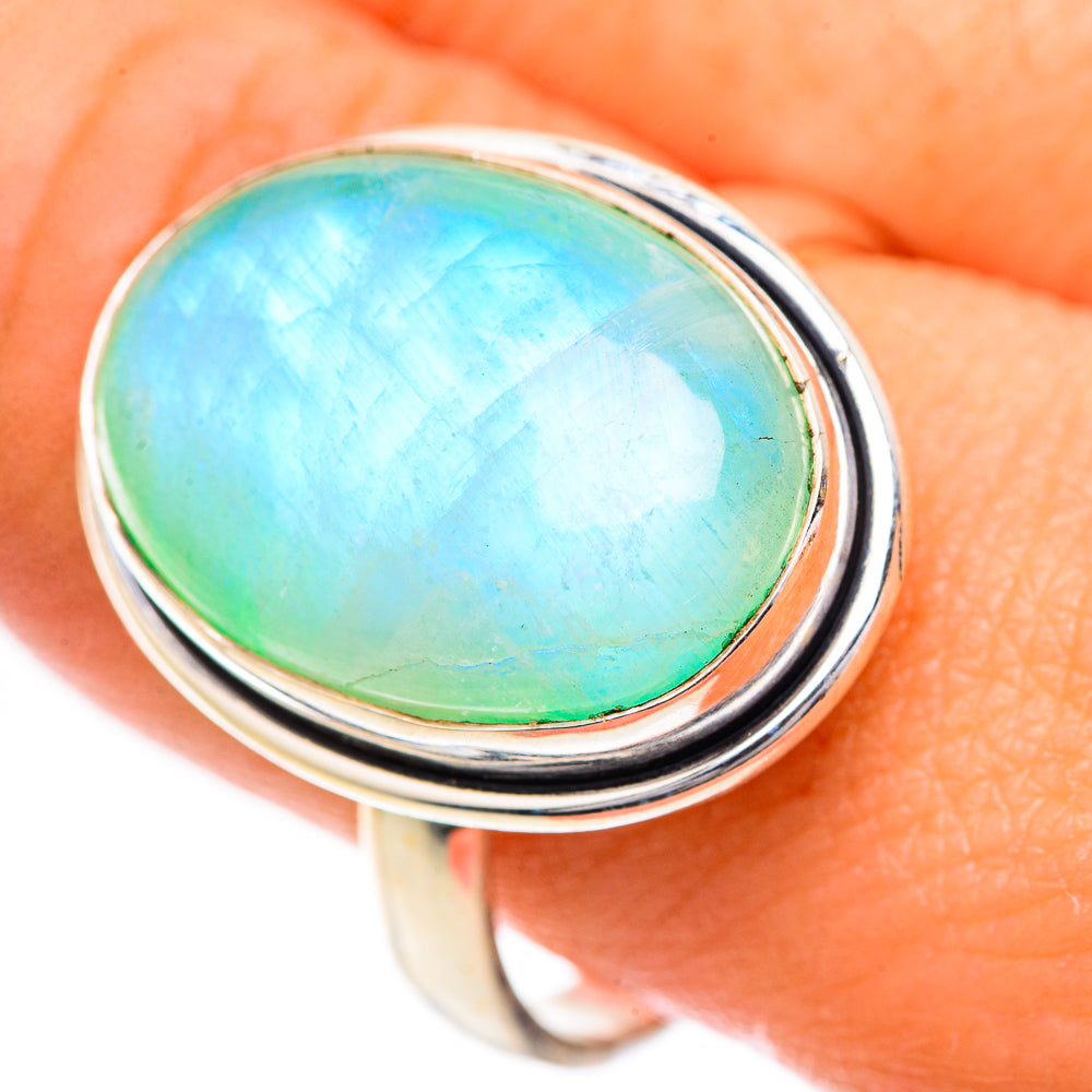 Green Moonstone Rings handcrafted by Ana Silver Co - RING124902