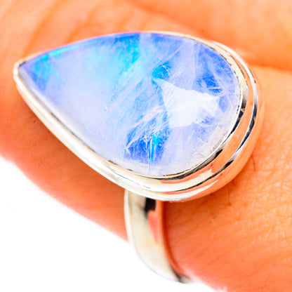Rainbow Moonstone Rings handcrafted by Ana Silver Co - RING124942