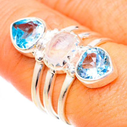 Rainbow Moonstone Rings handcrafted by Ana Silver Co - RING124963