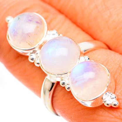 Rainbow Moonstone Rings handcrafted by Ana Silver Co - RING125005