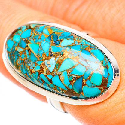 Blue Copper Composite Turquoise Rings handcrafted by Ana Silver Co - RING125013