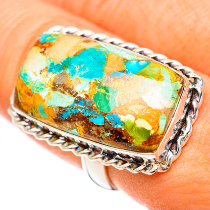 Blue Copper Composite Turquoise Rings handcrafted by Ana Silver Co - RING125015