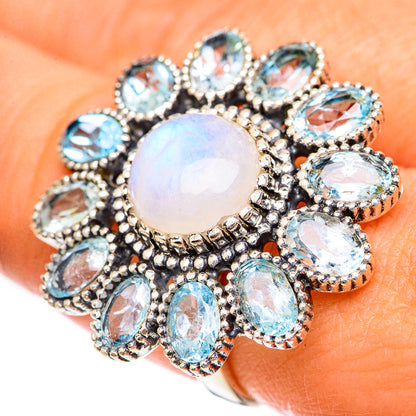 Rainbow Moonstone Rings handcrafted by Ana Silver Co - RING125024