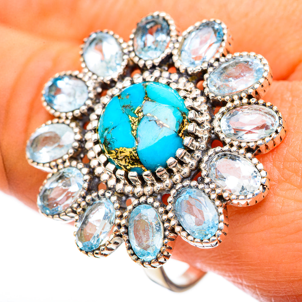 Blue Copper Composite Turquoise Rings handcrafted by Ana Silver Co - RING125026
