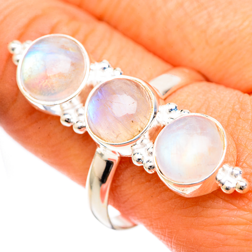 Rainbow Moonstone Rings handcrafted by Ana Silver Co - RING125035