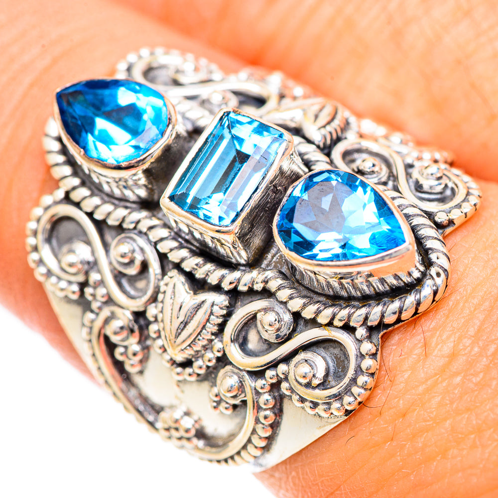 Swiss Blue Topaz Rings handcrafted by Ana Silver Co - RING125043