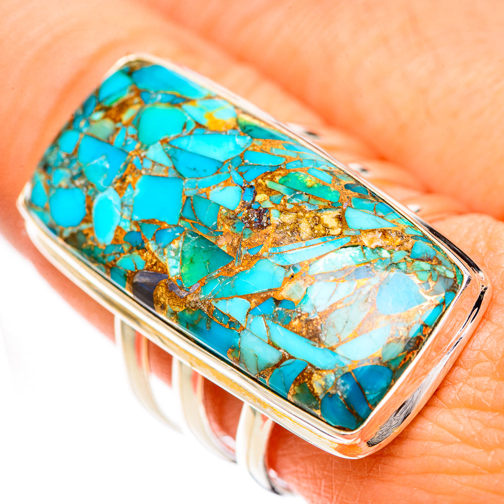 Blue Copper Composite Turquoise Rings handcrafted by Ana Silver Co - RING125044