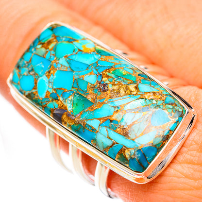 Blue Copper Composite Turquoise Rings handcrafted by Ana Silver Co - RING125044
