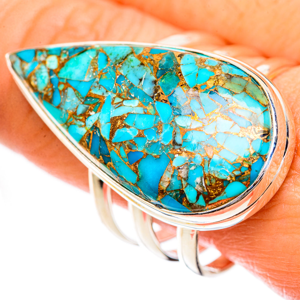 Blue Copper Composite Turquoise Rings handcrafted by Ana Silver Co - RING125048