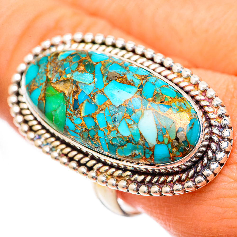 Blue Copper Composite Turquoise Rings handcrafted by Ana Silver Co - RING125050