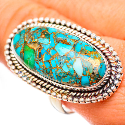 Blue Copper Composite Turquoise Rings handcrafted by Ana Silver Co - RING125050