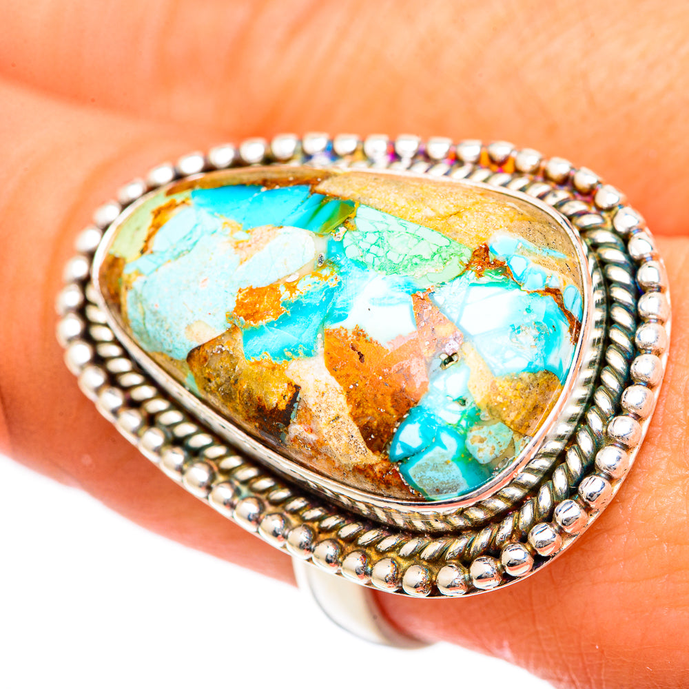 Blue Copper Composite Turquoise Rings handcrafted by Ana Silver Co - RING125051