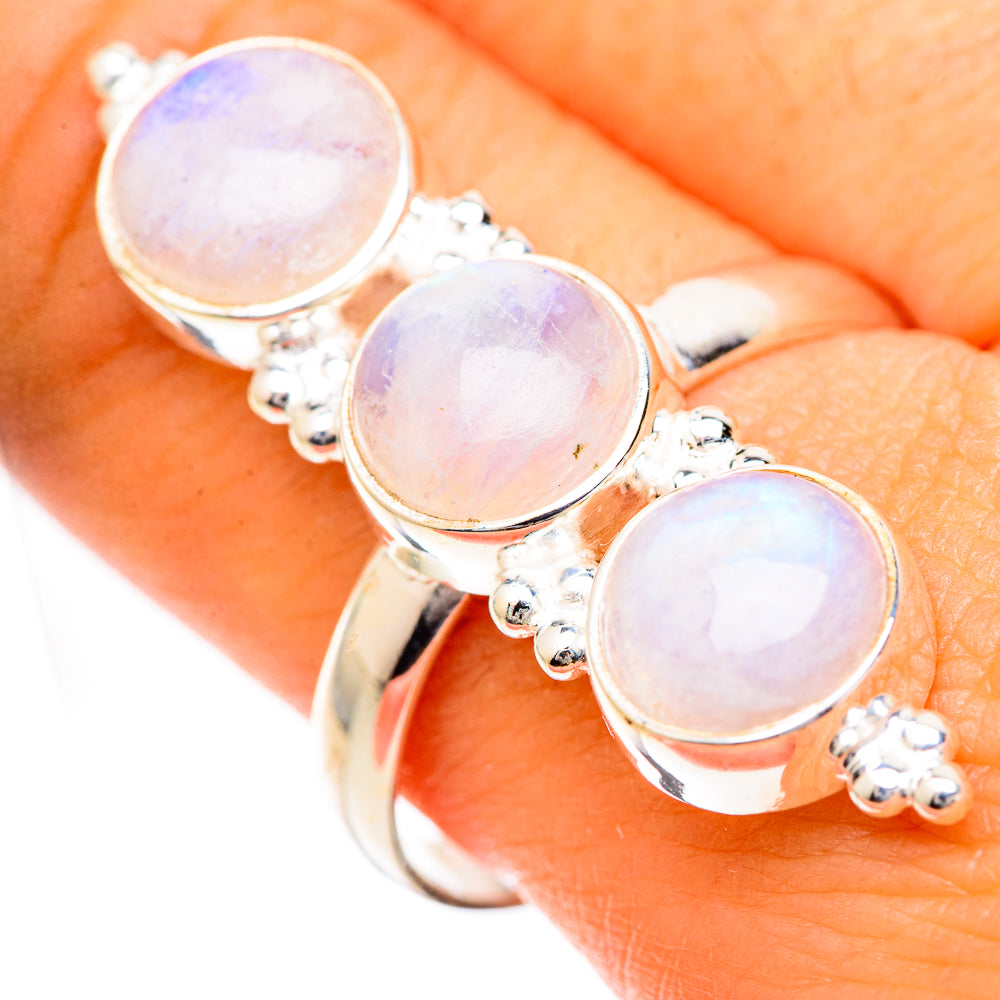 Rainbow Moonstone Rings handcrafted by Ana Silver Co - RING125060