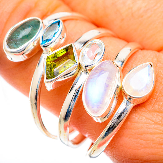 Rainbow Moonstone Rings handcrafted by Ana Silver Co - RING125062