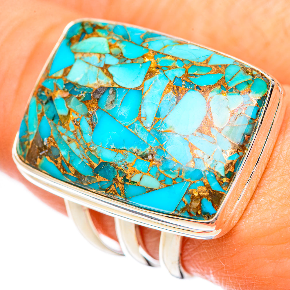 Blue Copper Composite Turquoise Rings handcrafted by Ana Silver Co - RING125070