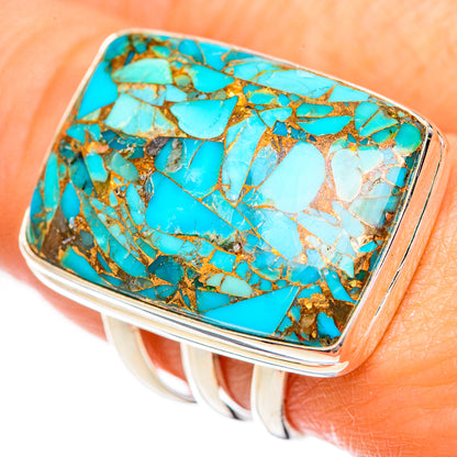 Blue Copper Composite Turquoise Rings handcrafted by Ana Silver Co - RING125070