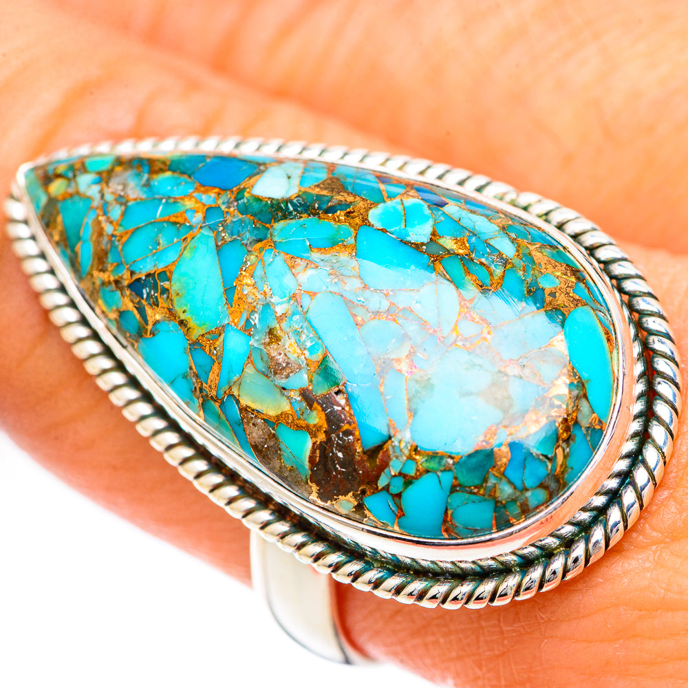 Blue Copper Composite Turquoise Rings handcrafted by Ana Silver Co - RING125074