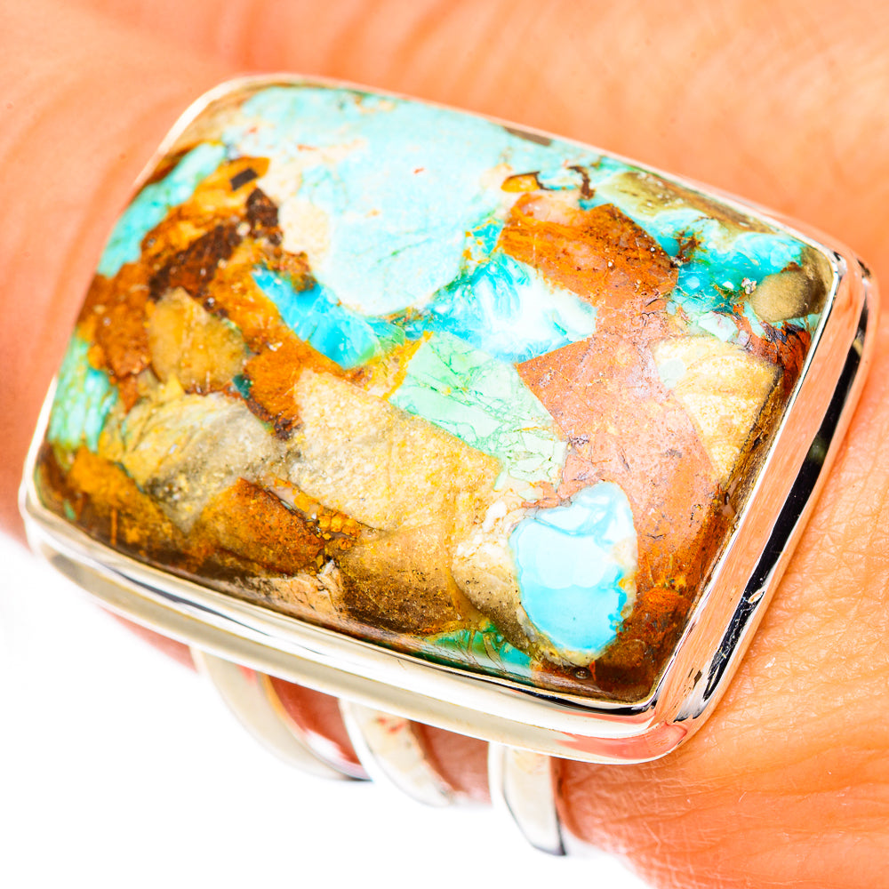 Blue Copper Composite Turquoise Rings handcrafted by Ana Silver Co - RING125081