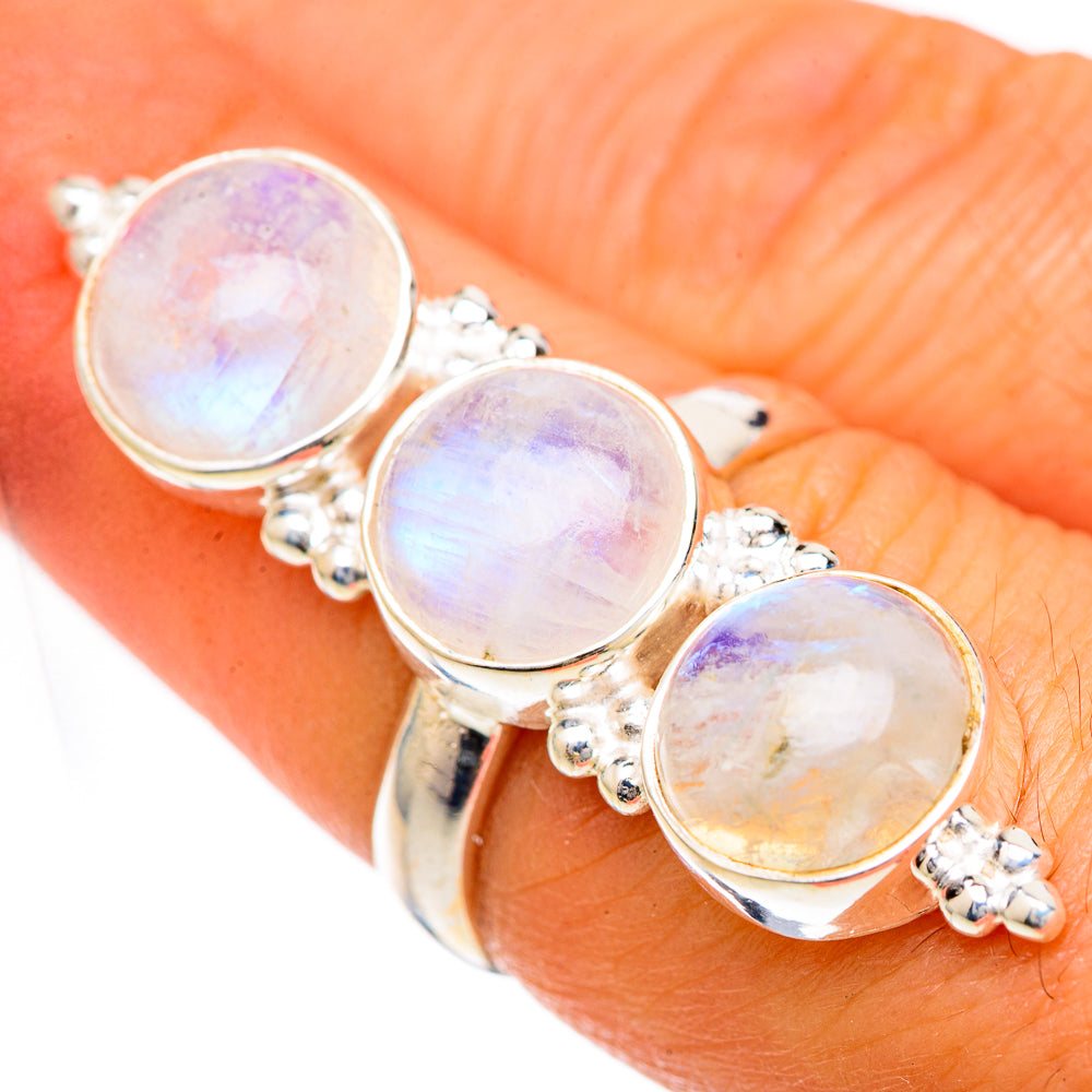 Rainbow Moonstone Rings handcrafted by Ana Silver Co - RING125088