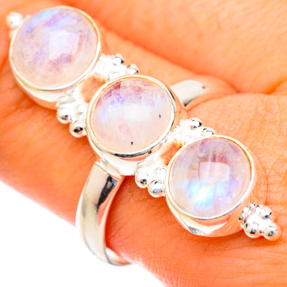 Rainbow Moonstone Rings handcrafted by Ana Silver Co - RING125089